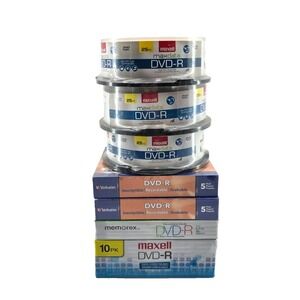 Lot of 100 Blank Discs DVD-R  Maxell Verbatim Recordable Digital Media New‎